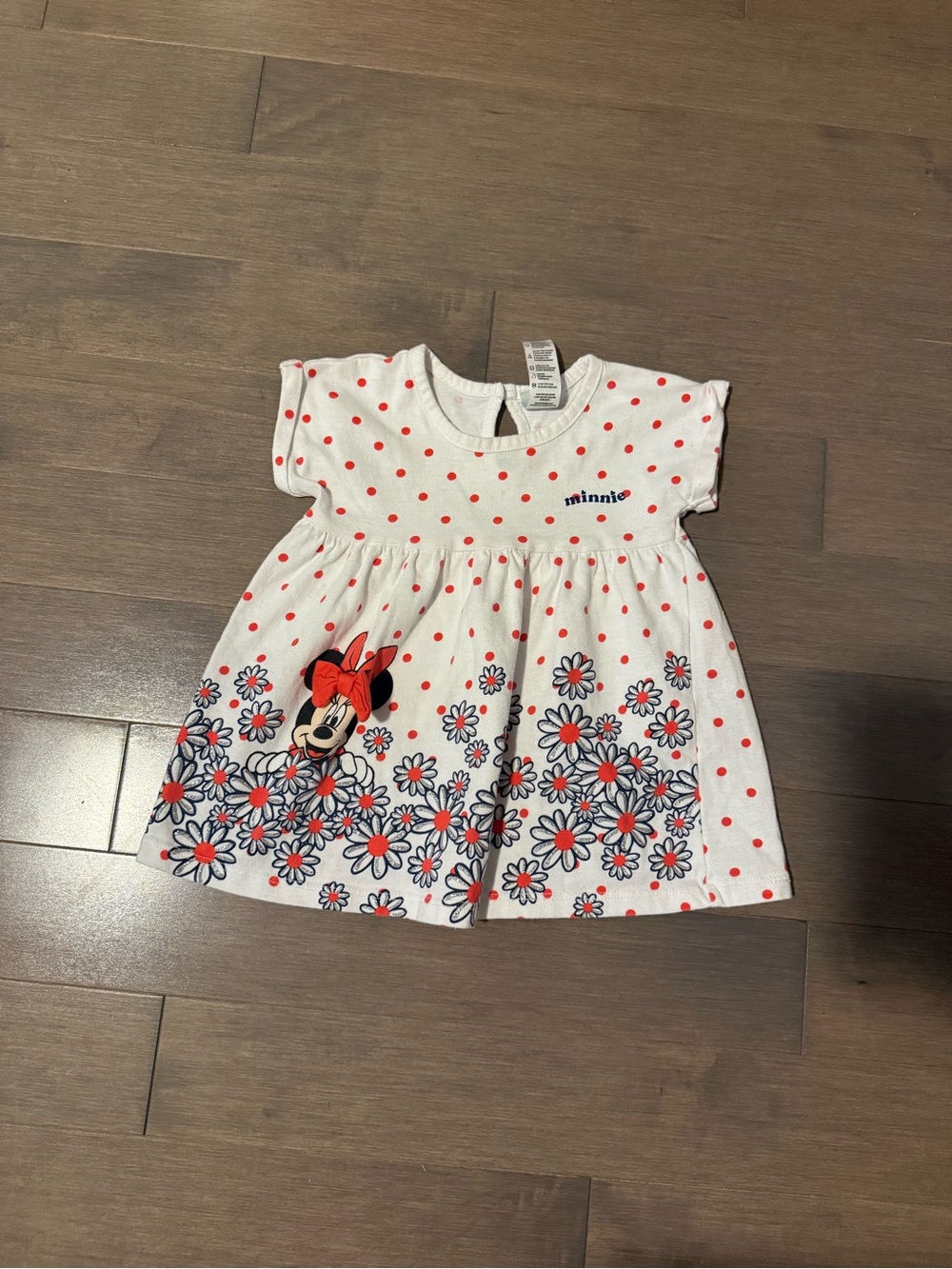 Disney White Dress with Red Polka Dots and Navy Floral Minnie
